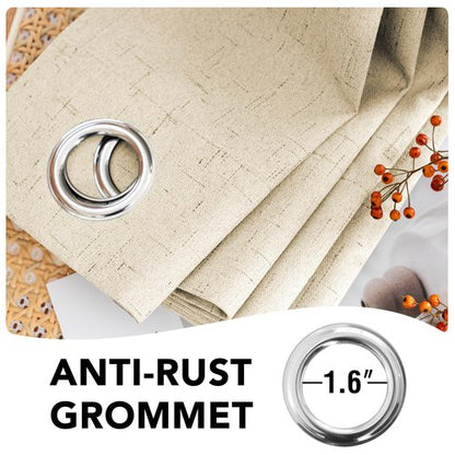 H.VERSAILTEX 100% Blackout Curtains for Bedroom Thermal Insulated Linen Textured Curtains Heat and Full Light Blocking Drapes Living Room Curtains 2 Panel Sets, Bleached Sand, 52x54 Inch