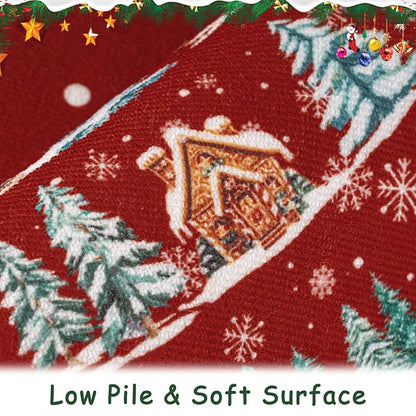 Round Christmas Area Rug 5ft - Washable Non Slip Indoor Circle Carpet, Variation: Christmas Words+5'