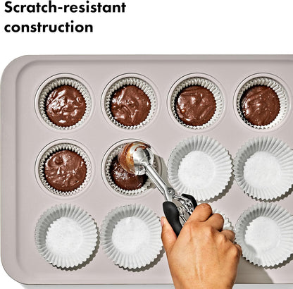 OXO Good Grips 12-Cup Muffin Pan - Non-Stick Pro Ceramic Coated Bakeware for Perfect Biscuits