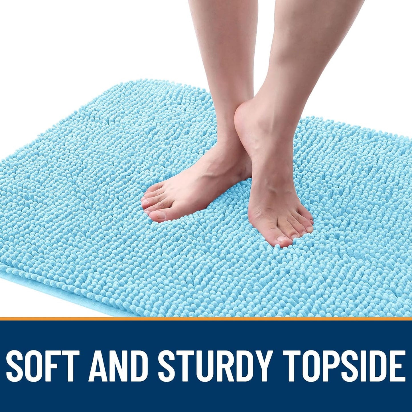 OLANLY Dog Door Mat - Absorbent Non-Slip Mud Mat for Indoor Use | 30x17 Inches, Quick Dry Chenille, Blue
