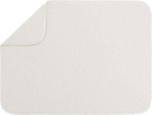 S&T INC. XL Dish Drying Mat - Absorbent Microfiber Kitchen Counter Pad, 18” x 24”, Cream