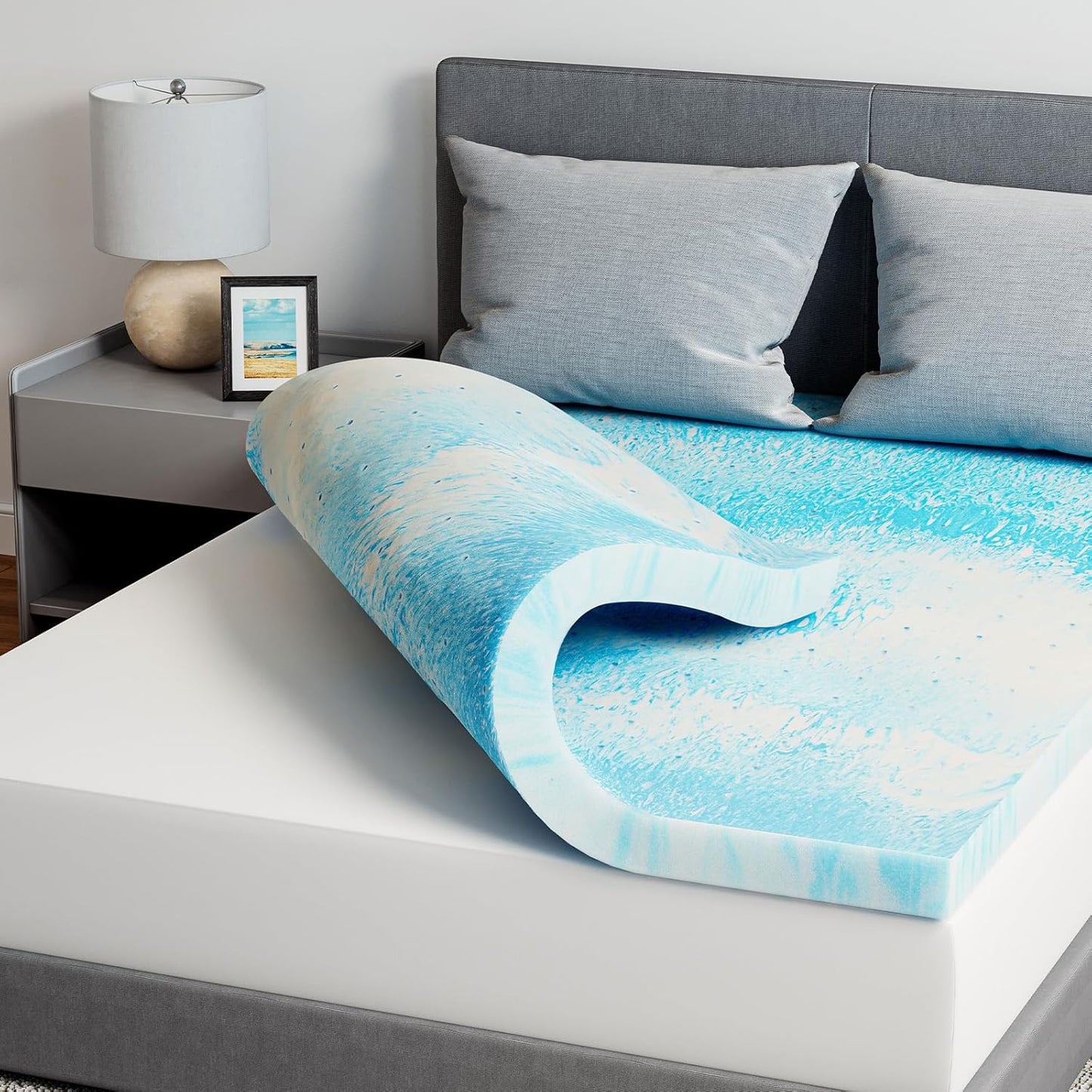 Novilla Queen Memory Foam Mattress Topper - 3 Inch Cooling Gel Infused for Ultimate Comfort | Ventilated Pressure Relief