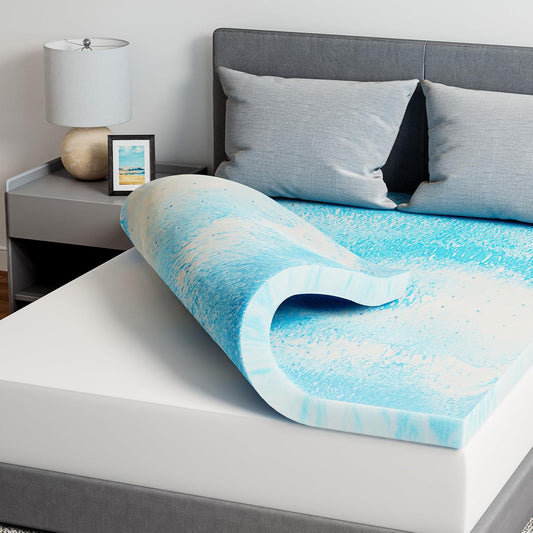 Novilla Queen Memory Foam Mattress Topper - 3 Inch Cooling Gel Infused for Ultimate Comfort | Ventilated Pressure Relief