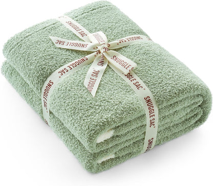 Snuggle Sac Ultra Soft Throw Blanket - Reversible Sage Green Microfiber | Cozy 50x60 Inches Gift for Women