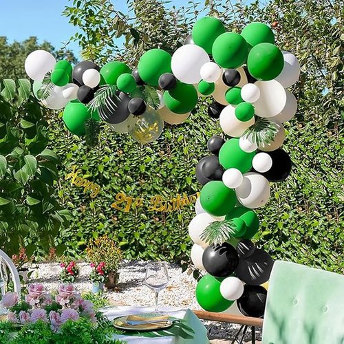 50Pcs Green & Black Balloons - 12 Inch Latex Balloons for Video Game & Football Theme Parties