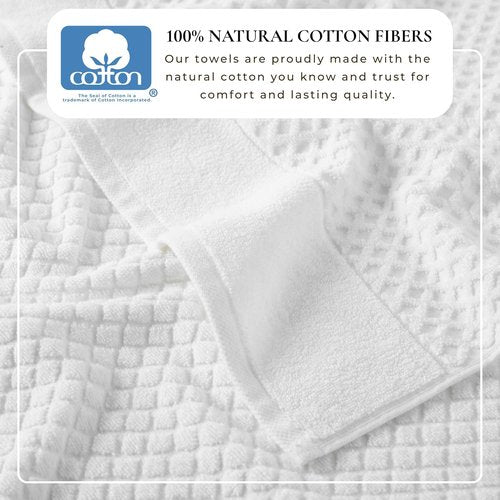 Great Bay Home Bath Towels - 100% Cotton Quick-Dry 4-Pack | Absorbent & Durable 54x27 Towels in Optic White
