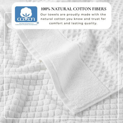 Great Bay Home Bath Towels - 100% Cotton Quick-Dry 4-Pack | Absorbent & Durable 54x27 Towels in Optic White