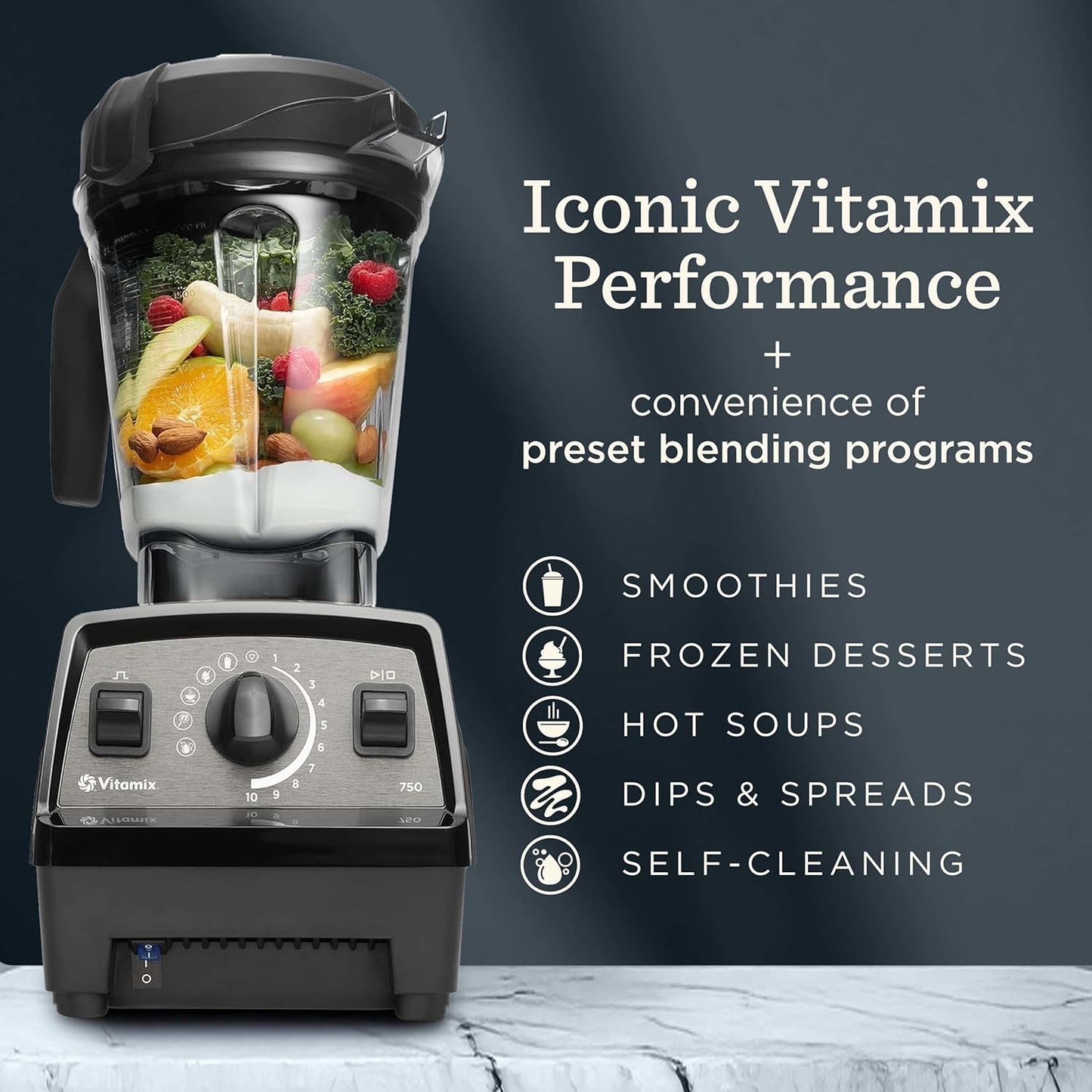 Vitamix Propel Series 750 Professional Blender - Four Blending Programs, Self-Cleaning, 64 Oz, Black