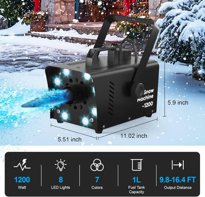 UPGREY 1200W Snow Machine - Indoor/Outdoor Fake Snow Maker for Parties & Events