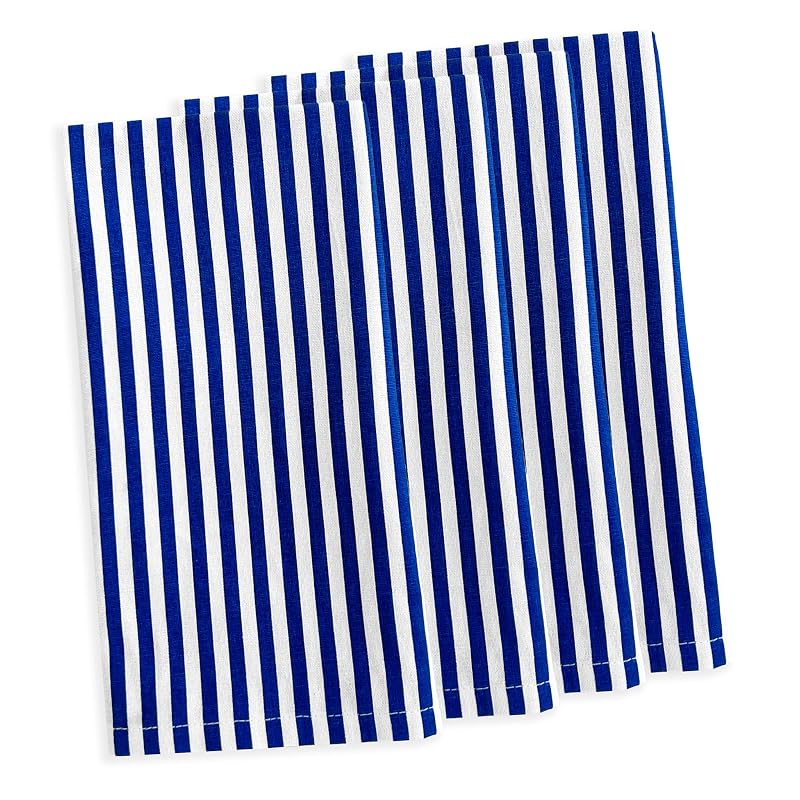 Pinstripe Blue Dinner Napkins Set of 4 - 22" x 22" Cotton Cloth Napkins (Variation: Pinstripe Blue+22" x 22" Set of 4)