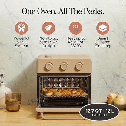 Our Place Wonder Oven - 6-in-1 Stainless Steel Air Fryer Toaster Oven Combo | 13 QT Compact Capacity - Toast, Roast, Bake, Reheat, Broil & Steam