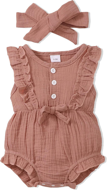 Renotemy Newborn Baby Girl Romper - Summer Short Sleeve Jumpsuit in Cute Designs