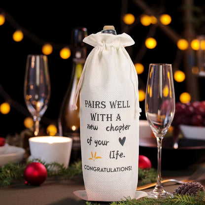 New Chapter Wine Bag 1Pcs New Job Gifts Farewell Gift Bag for Friends Women Men Pairs Well With a New Chapter of Your Life, New Job Gifts For Coworker Boss Going Away Gift