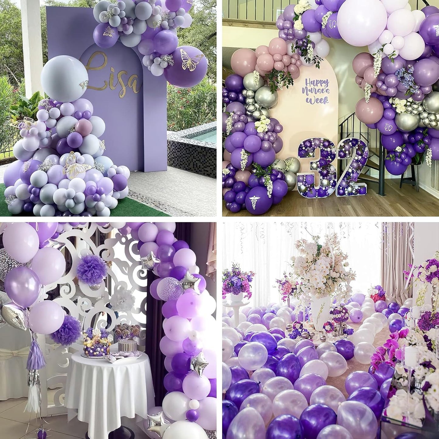PartyWoo Purple Balloons - 60 Pcs 12 Inch Latex Balloons in Light Pastel Dark Purple & Lavender for Celebrations