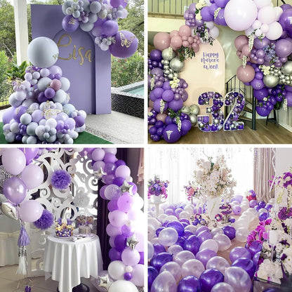 PartyWoo Purple Balloons - 60 Pcs 12 Inch Latex Balloons in Light Pastel Dark Purple & Lavender for Celebrations