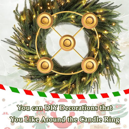 Advent Wreath | 5 Candle Holder Set with Advent Candles & Rings | Festive Table Decoration for Christmas