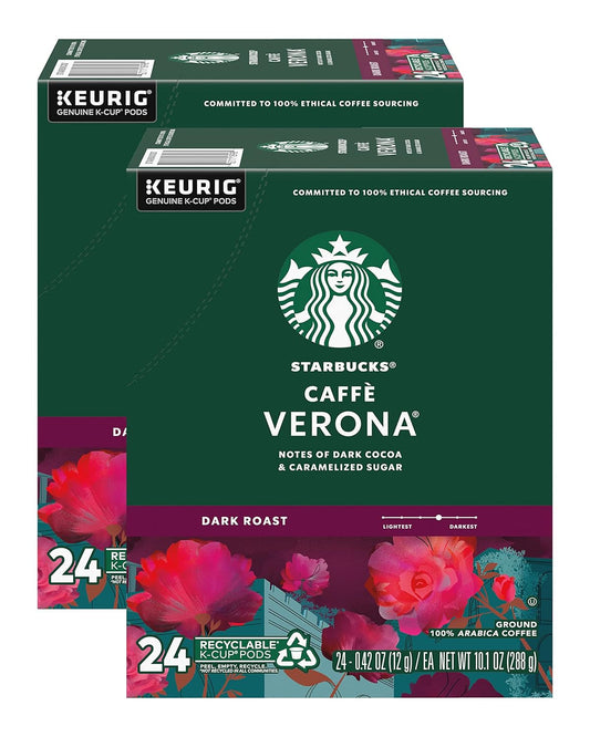 Starbucks K-Cup Pods - Caffè Verona Dark Roast Coffee with Cocoa & Caramel Notes | 48 Count (2 Boxes)