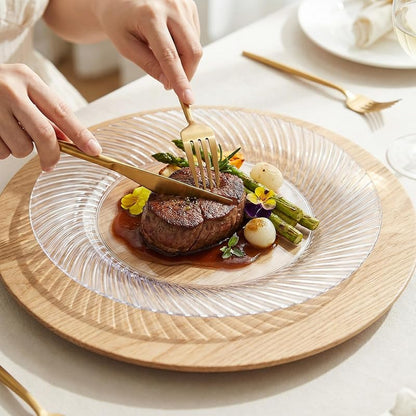 Clear 10-Inch Disposable Plates, 100 Pcs - Fancy Crystal Look, Food-Grade