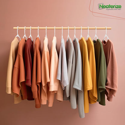 Neaterize Clothes Hangers - 100 Pack Plastic Hangers for Adults | Space-Saving White Coat Hangers