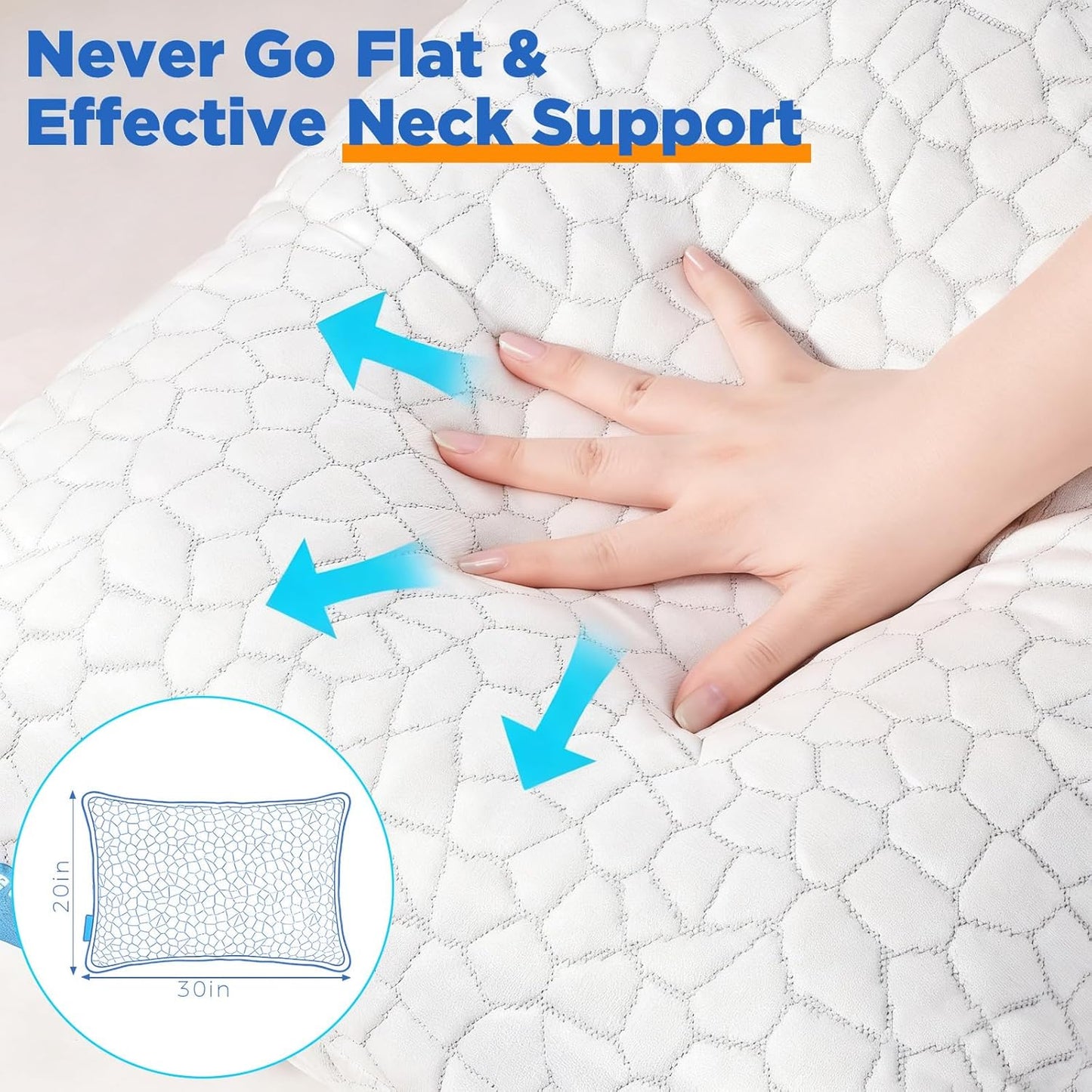 Skiennix Cooling Pillows | Adjustable Shredded Memory Foam | Queen Size Set of 2 for All Sleepers