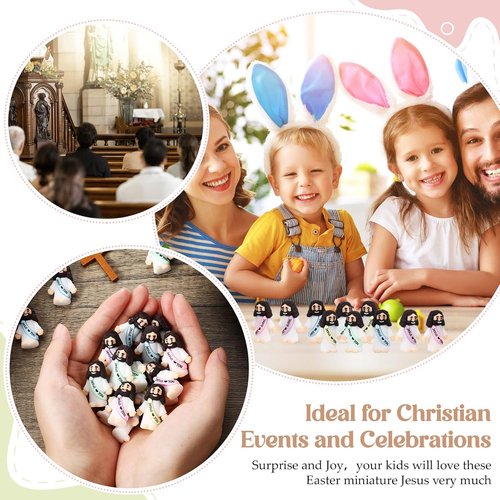 Bememo 25 Pcs Jesus Figures - Mini Rubber Toys for Christmas & Baptism Gifts | Macaron Colors