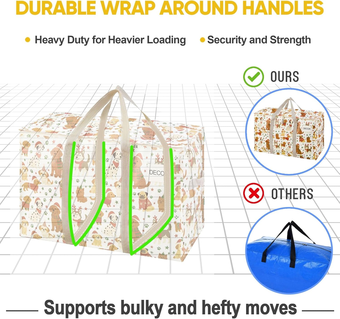 VENO Extra Large Heavy Duty Moving Bags - 2 Pack with Reinforced Handles & Strong Zippers | Foldable & Reusable Storage Solution for Clothes & Dorms