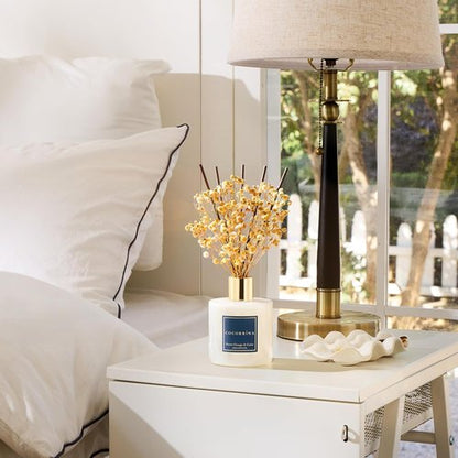 COCORRÍNA Reed Diffuser - Sweet Orange & Cedar Aroma | 6.7 Fl. Oz Set with Sticks & Baby's Breath Decor