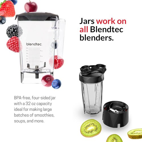 Blendtec Total Classic Original Blender - 90 oz WildSide+ Jar & 24 oz Twister Jar - Black