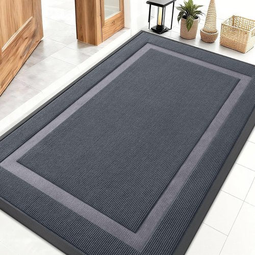 OLANLY Front Door Mat Indoor Outdoor Entrance, Waterproof All-Season, All-Weather Doormat, Sturdy Natural Rubber, Fade Resistant, Low Profile, Easy Clean Patio Porch Entryway Mat, 47x30, Light Grey