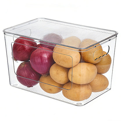 Vtopmart 1 Pack Trash Bag Holder, Stackable Garbage Bag Dispenser for 13/30/33 Gallon Bags, Onion and Potato Storage Bins for Kitchen, Clear Organizer Bins for Under Sink, Laundry Room