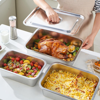 Skiennix 4 Inch Extra Deep Lasagna Pan - 11.6x15.6 Inch Nonstick Stainless Steel with Lid | 9.2QT Capacity