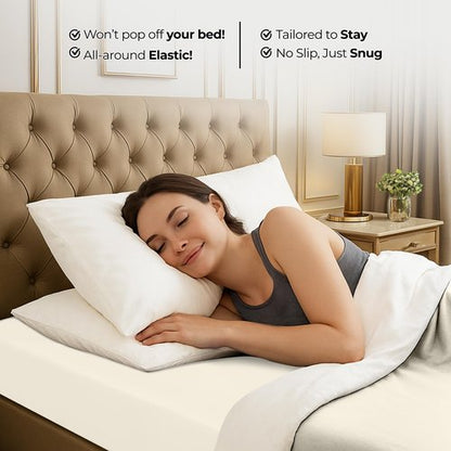 Utopia Bedding Queen Fitted Sheet - Bottom Sheet - Deep Pocket - Soft Microfiber - Shrinkage and Fade Resistant - Easy Care -1 Fitted Sheet Only (Ivory)