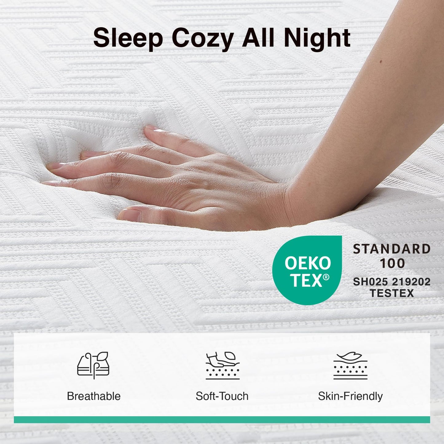 Novilla Twin XL Mattress, Memory Foam Mattress 8 inch for Pressure Relief, Enhanced Support & Plush Comfort, Grey & White