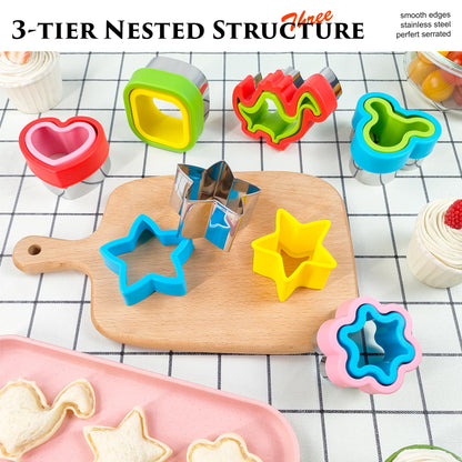 Sandwich Cutter and Sealer Cookie Bread Pancake Maker 6 Pcs (MEDIUM), Bread Decruster Pancake Maker, DIY Cookie Cutters for Bento Box for Boys Girls