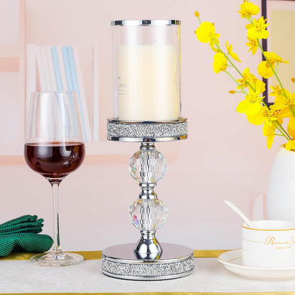 Skiennix Crystal Candle Holders - Elegant Pillar Candlesticks for Weddings & Home Decor | Perfect Centerpieces
