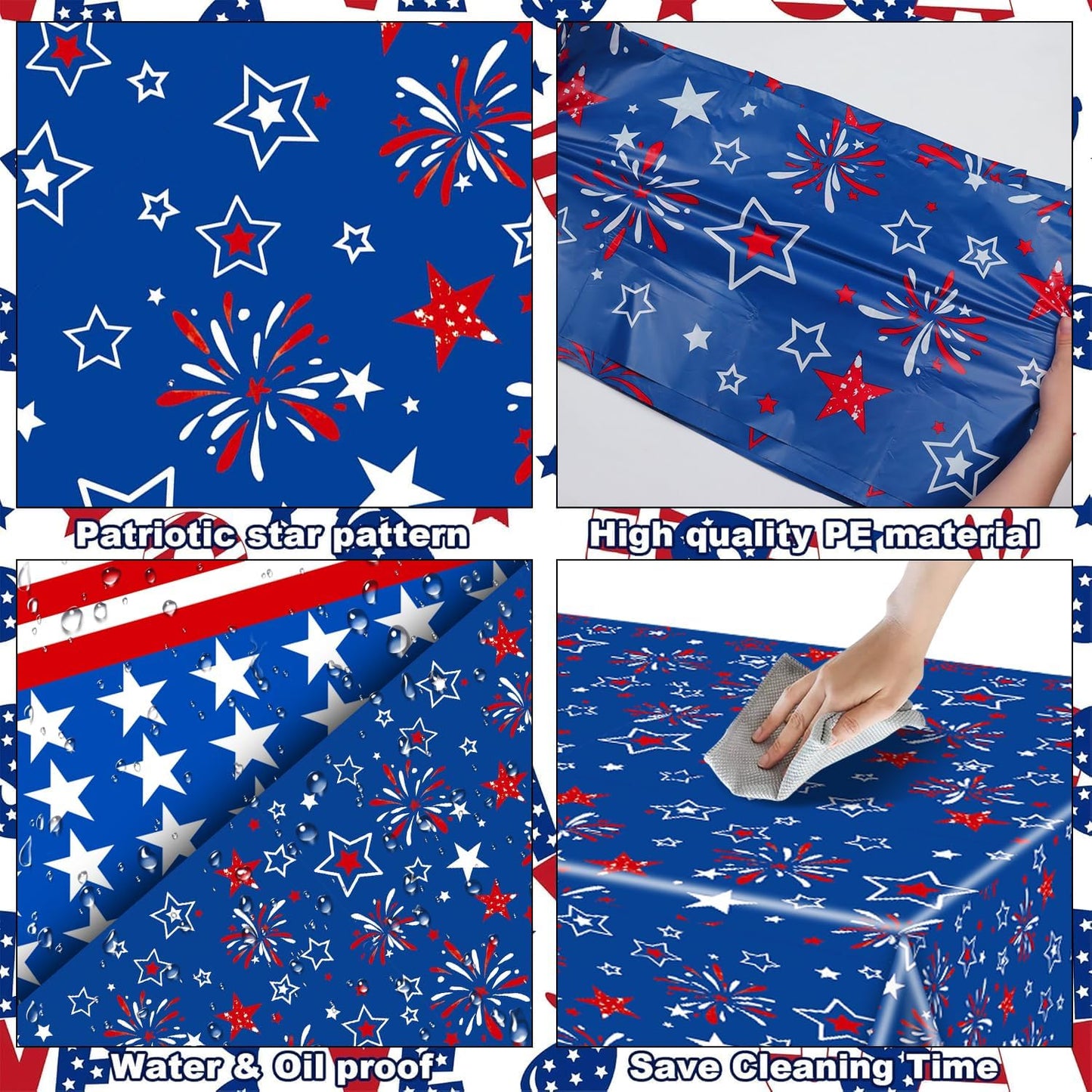 Patriotic American Flag Table Cloths - 2-Pack Disposable Covers for 4th of July | 54x108 Inch