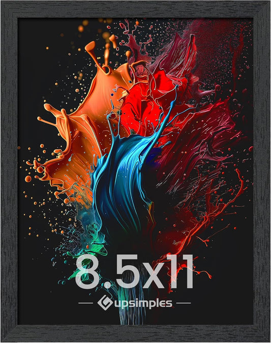 Upsimples 8.5x11 Picture Frame - Stylish Black Wall Gallery Frame for Photos | Single Pack