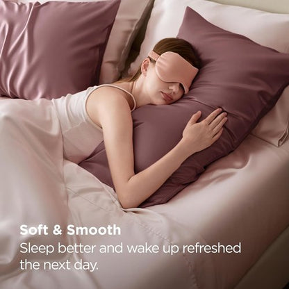 Bedsure Satin Pillowcase - Silky 2-Pack for Hair & Skin, Envelope Closure, Nostalgia Rose, 20x30 Inches