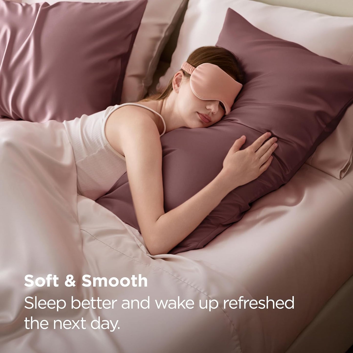 Bedsure King Size Satin Pillowcase Set - Silky Nostalgia Rose Pillow Cases for Hair & Skin | 20x36 Inches, 2-Pack