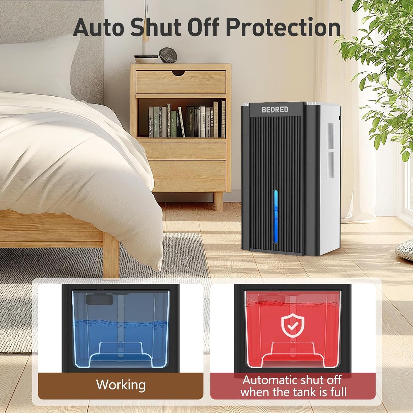 Skiennix Dehumidifier - 95OZ Capacity for 1000 Sq.Ft | Quiet Operation with Auto Shut Off & 7 Color Ambient Light - Ideal for Living Room, Bedroom, Basement (White/Black)