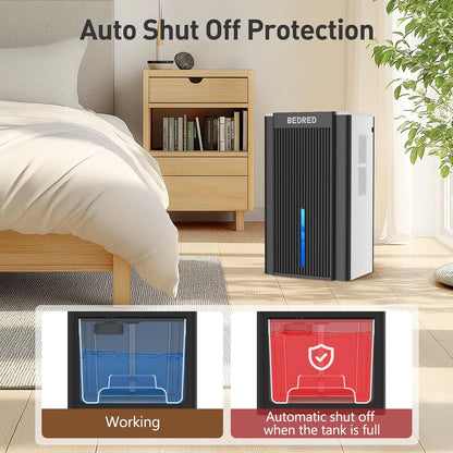 Skiennix Dehumidifier - 95OZ Capacity for 1000 Sq.Ft | Quiet Operation with Auto Shut Off & 7 Color Ambient Light - Ideal for Living Room, Bedroom, Basement (White/Black)