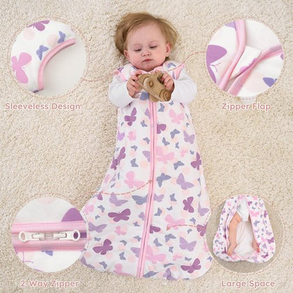 Yoofoss Baby Sleep Sack 0-6 Months, 1.5 Tog Baby Wearable Blanket with 2-Way Zipper, 100% Cotton Organic Fabric Winter Infant Sleeping Sack, Warm Soft Comfy