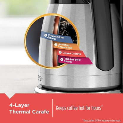 BLACK+DECKER 12-Cup Programmable Coffee Maker - VORTEX Technology & Brew Strength Control, Black/Steel