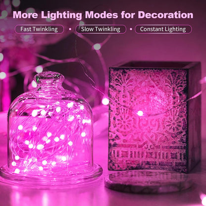 Skiennix 20 Pack LED Fairy Lights - Waterproof Mini Twinkle String Lights for Weddings & Holidays | Pink