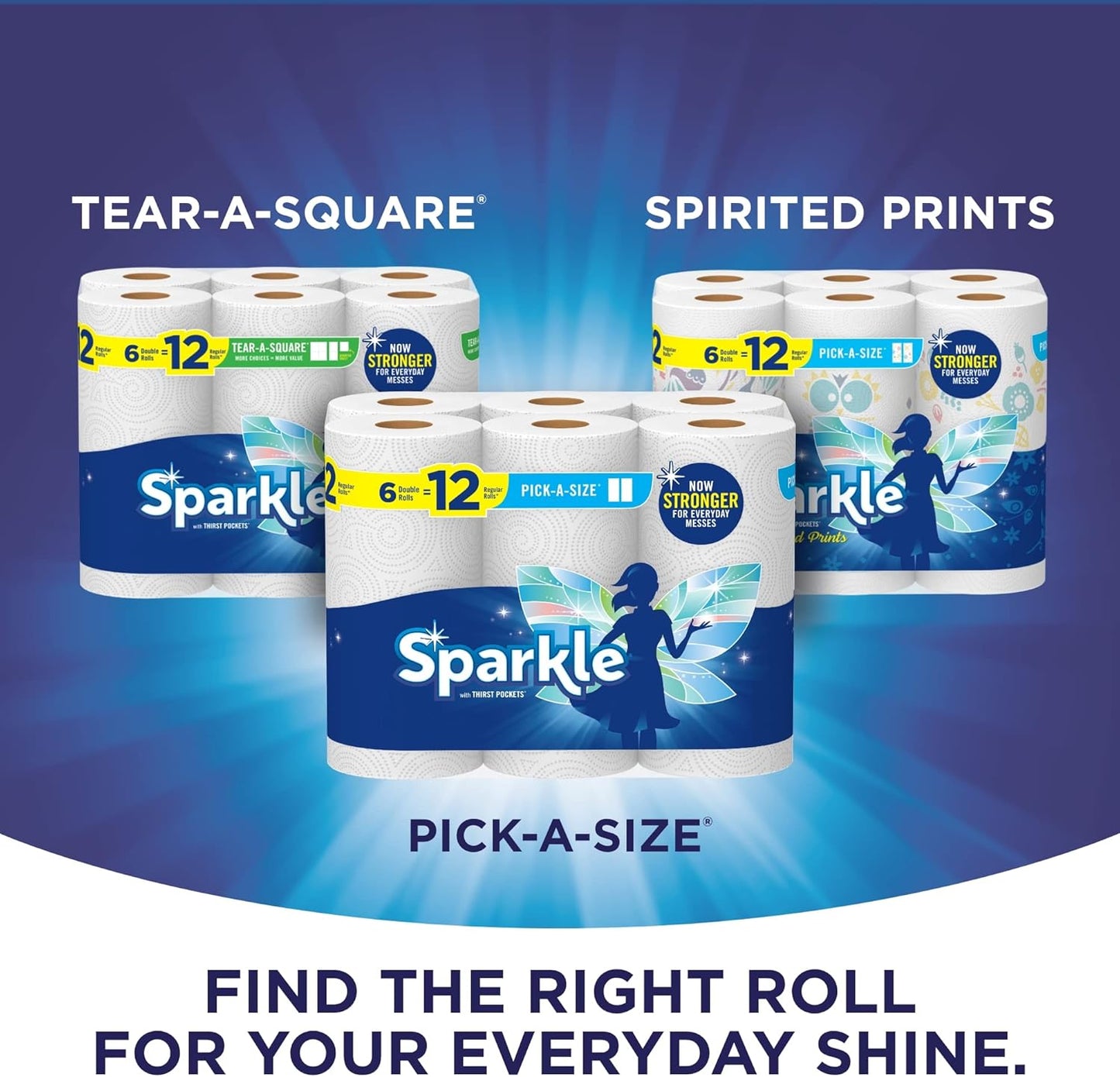 Sparkle Paper Towels - Pick-A-Size | 3 Triple Rolls, Pack of 2 for Convenient Cleaning
