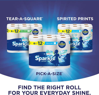 Sparkle Paper Towels - Pick-A-Size | 3 Triple Rolls, Pack of 2 for Convenient Cleaning