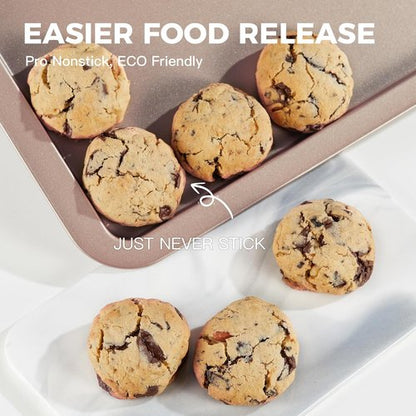 HONGBAKE Nonstick Cookie Sheets Set - Premium Baking Trays with Wider Grips | 3 Pack Half/Jelly Roll/Quarter