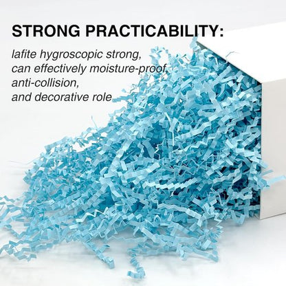 Corlcol 200g(7oz) Crinkle Paper Filler, Gift Box Baskets for Easter, Birthday, Wedding, Decoration(Light Blue)