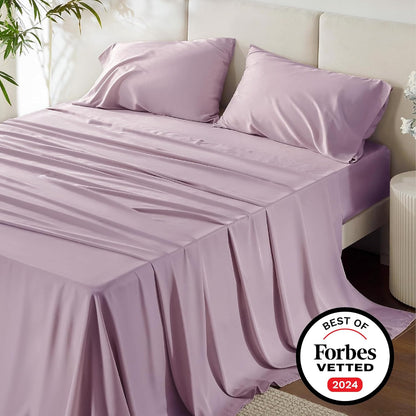 Bedsure Cooling Bed Sheets - Breathable Rayon from Bamboo | Soft, Deep Pocket Up to 16 Inches, Lavender