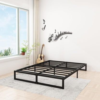 Lutown Teen 12-Inch Full Size Bed Frame - Heavy Duty Metal Platform with Sturdy Slats | Easy Assembly, Noise-Free, Black